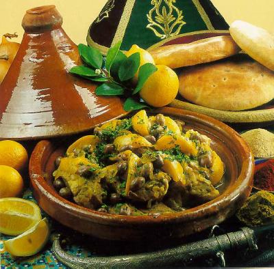 Chicken, lemon and olive tagine